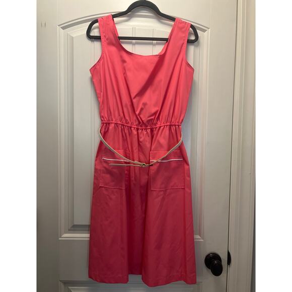 Vintage Sears Women’s Classic Sleeveless Belted Pockets Casual Dress Size M Pink - Picture 1 of 3